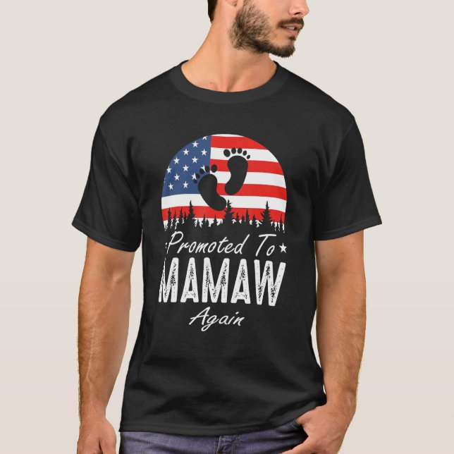 Promoted To Mamaw Again 2024 US Flag Father's Day T-Shirt (Front)