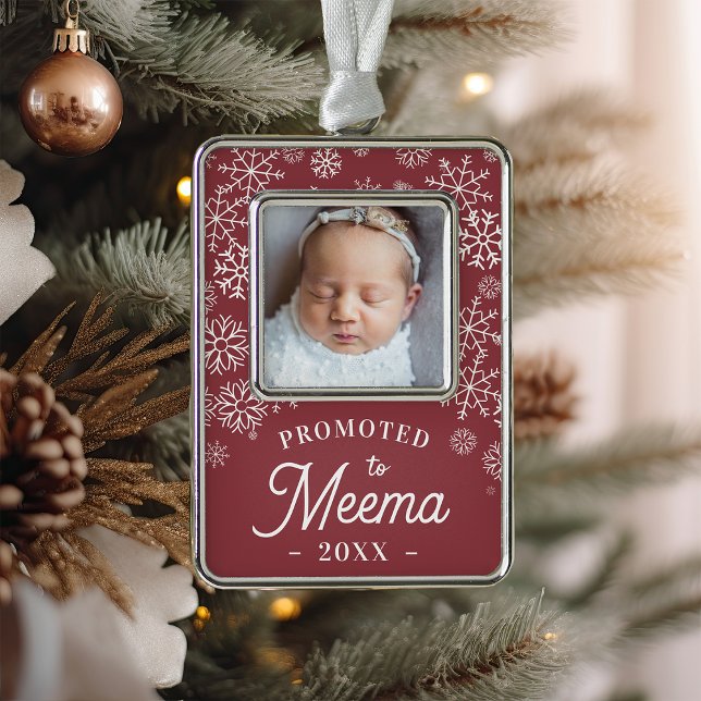 Promoted to Meema | Baby Photo Grandma Silver Plated Framed Ornament (Creator Uploaded)