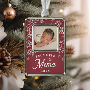Promoted to Mema Baby Photo Grandma Silver Plated Framed Ornament