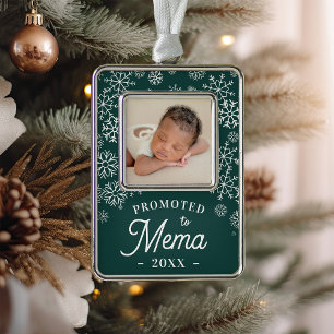 Promoted to Mema Baby Photo Grandma Silver Plated Framed Ornament