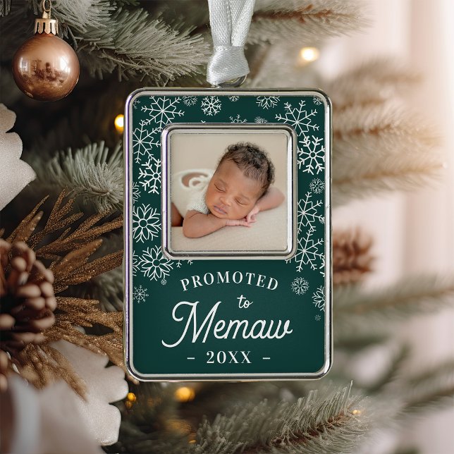 Promoted to Memaw | Baby Photo Grandma Silver Plated Framed Ornament (Creator Uploaded)