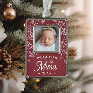 Promoted to Mima Baby Photo Grandma Silver Plated Framed Ornament