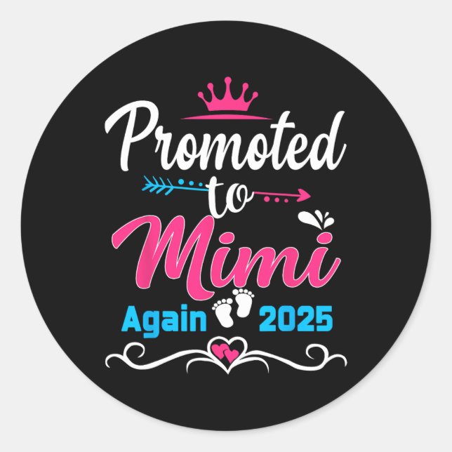 Promoted To Mimi Again 2025 Soon To Be Mum Pregnan Classic Round Sticker (Front)