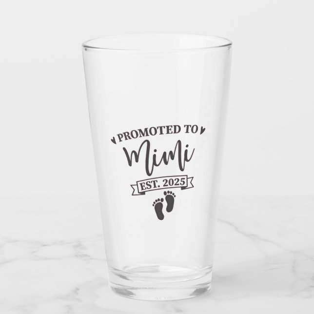 Promoted to Mimi Est. 2025 Grandma-to-be  Glass (Front)
