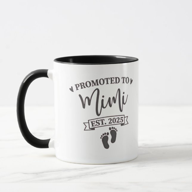 Promoted to Mimi Est. 2025 Grandma-to-be  Mug (Left)