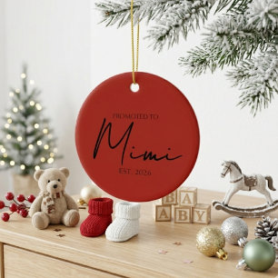 Promoted To Mimi Sweet Holiday Keepsake Ceramic Ornament
