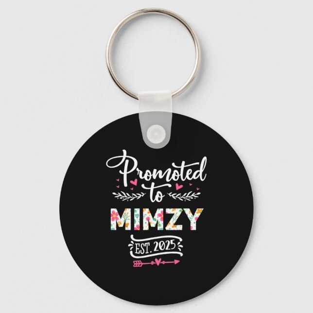 Promoted To Mimzy 2025 Cute Pregnancy Announcement Key Ring (Front)