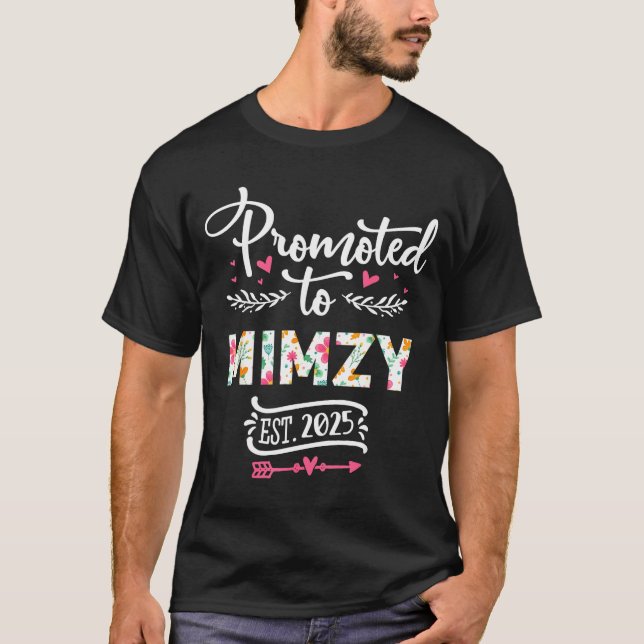 Promoted To Mimzy 2025 Cute Pregnancy Announcement T-Shirt (Front)