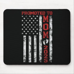 Promoted To Mum Est 2025 Vintage American Flag New Mouse Pad