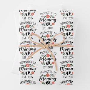 Promoted to Mummy 2026 Funny First Time Pregnancy  Wrapping Paper Sheet