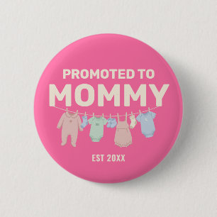 Promoted to Mummy Custom Pink Baby Shower Party 6 Cm Round Badge