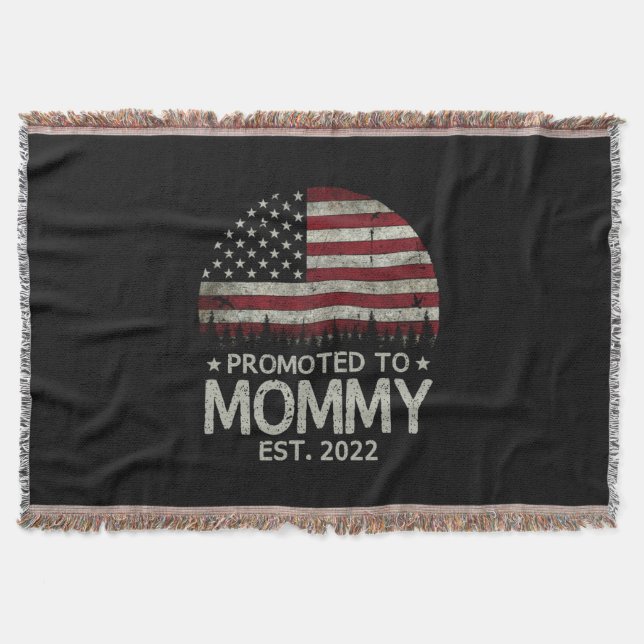 Promoted to Mummy Est 2022 First Time Dad Throw Blanket (Front)