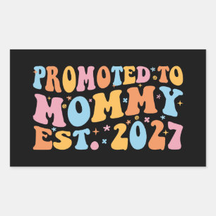 Promoted To Mummy Est 2027 New Mum Announcement Rectangular Sticker