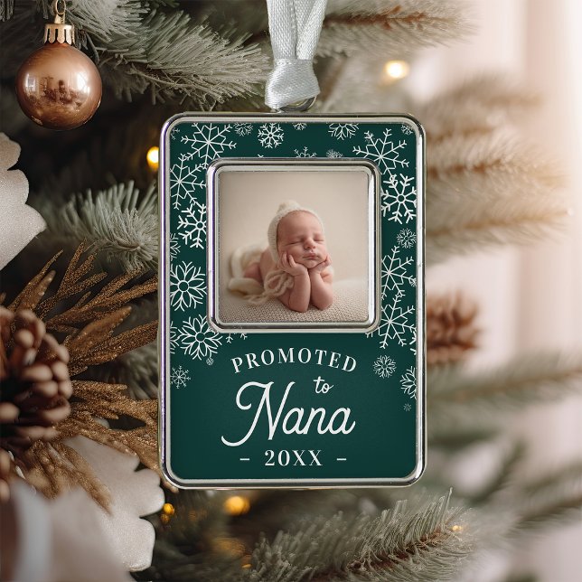 Promoted to Nana | Baby Photo Grandma Silver Plated Framed Ornament (Creator Uploaded)