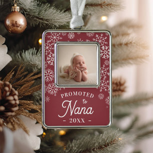 Promoted to Nana   Baby Photo Grandma Silver Plated Framed Ornament