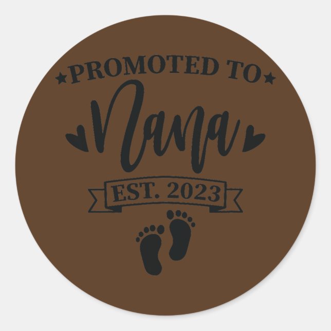 Promoted to Nana est 2023 New Grandmother Mothers Classic Round Sticker (Front)