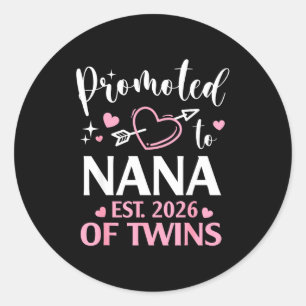 Promoted to nana of twins 2026 arrow heart classic round sticker