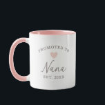 Promoted to Nana Script Mothers Day Mug<br><div class="desc">Gift the nana in your life this beautiful two-tone coffee mug,  featuring an elegant script and blush pink heart.</div>