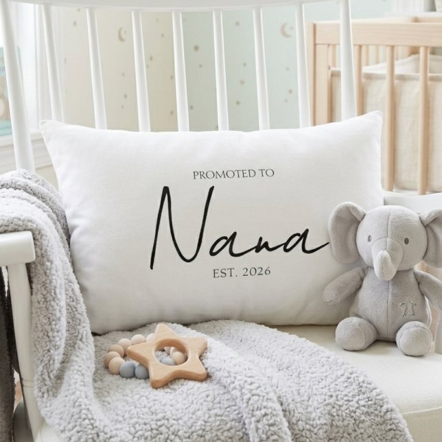 Promoted To Nana Soft Keepsake Script Lumbar Cushion (Creator Uploaded)