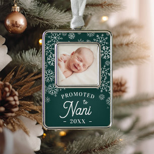 Promoted to Nani Baby Photo Grandma Silver Plated Framed Ornament