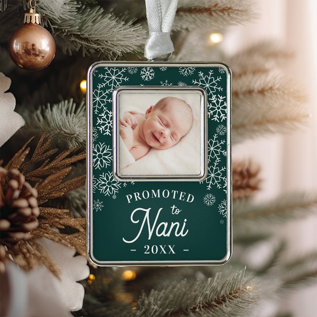 Promoted to Nani | Baby Photo Grandma Silver Plated Framed Ornament (Creator Uploaded)