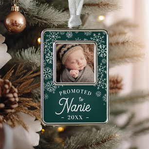 Promoted to Nanie Baby Photo Grandma Silver Plated Framed Ornament