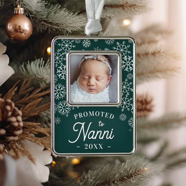 Promoted to Nanni | Baby Photo Grandma Silver Plated Framed Ornament (Creator Uploaded)