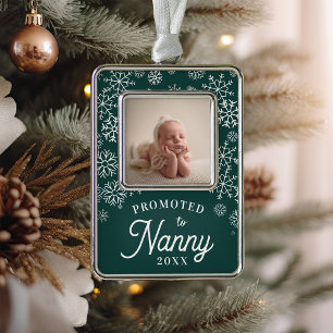 Promoted to Nanny   Baby Photo Grandma Silver Plated Framed Ornament
