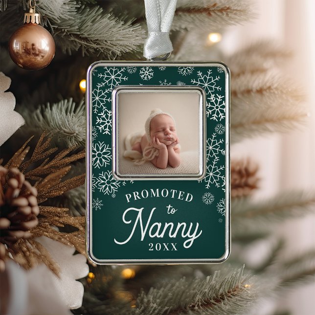 Promoted to Nanny | Baby Photo Grandma Silver Plated Framed Ornament (Creator Uploaded)