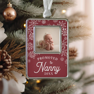 Promoted to Nanny Baby Photo Grandma Silver Plated Framed Ornament
