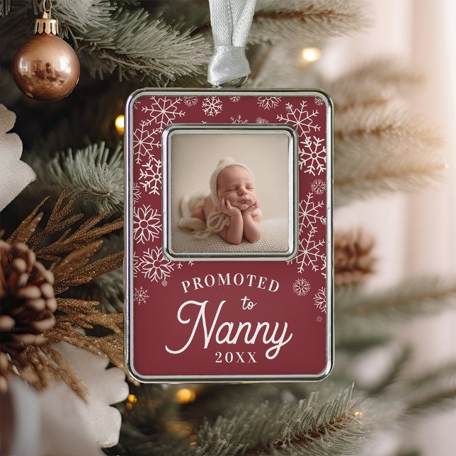 Promoted to Nanny | Baby Photo Grandma Silver Plated Framed Ornament (Creator Uploaded)