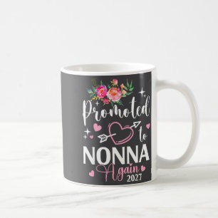 Promoted To Nonna Again Est 2027 Flower Heart  Coffee Mug