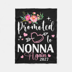 Promoted To Nonna Again Est 2027 Flower Heart  Fleece Blanket