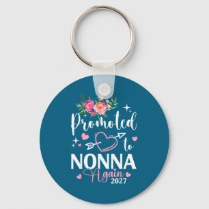 Promoted To Nonna Again Est 2027 Flower Heart  Key Ring