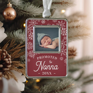 Promoted to Nonna Baby Photo Grandma Silver Plated Framed Ornament