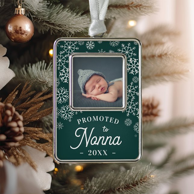 Promoted to Nonna | Baby Photo Grandma Silver Plated Framed Ornament (Creator Uploaded)