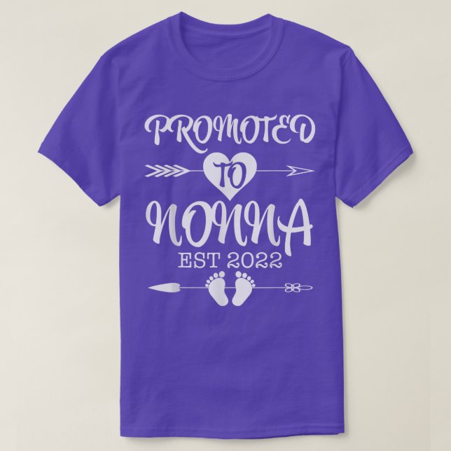 Promoted To Nonna EST 2022 Pregnancy Reveal  T-Shirt (Design Front)
