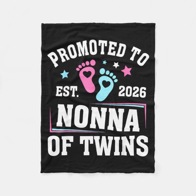 Promoted To Nonna Est 2026 Of Twins Gender Reveal  Fleece Blanket (Front)