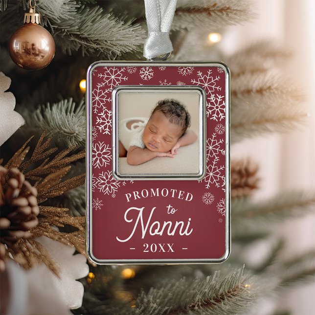 Promoted to Nonni | Baby Photo Grandma Silver Plated Framed Ornament (Creator Uploaded)