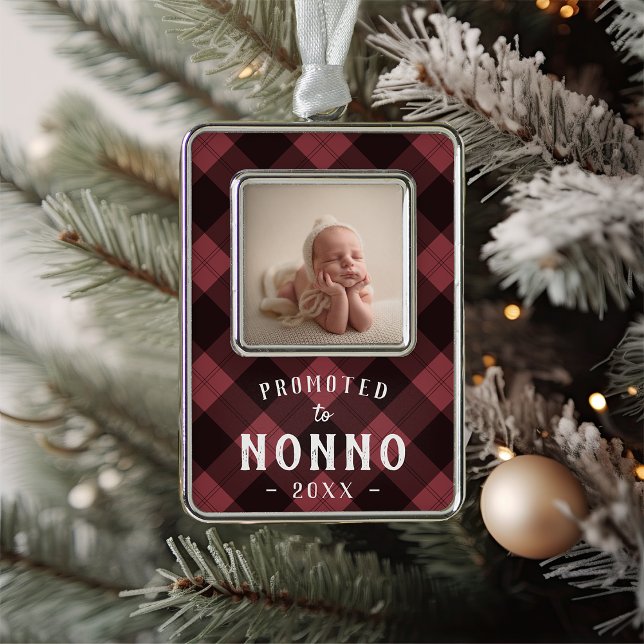 Promoted to Nonno | Baby Photo Grandpa Silver Plated Framed Ornament (Creator Uploaded)