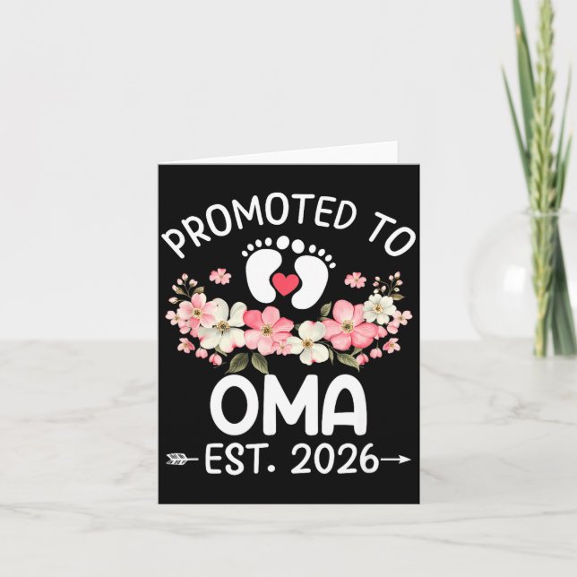 Promoted To Oma 2026 First Time Floral New Oma  Card (Front)