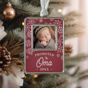 Promoted to Oma   Baby Photo Grandma Silver Plated Framed Ornament