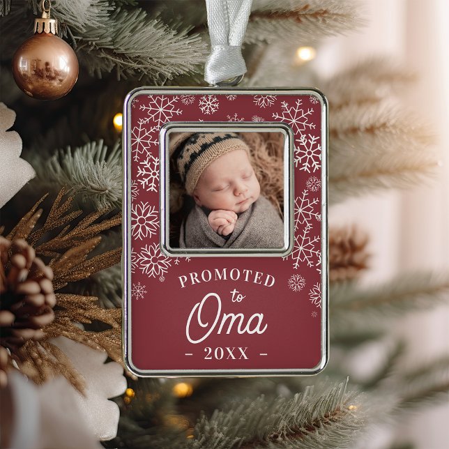 Promoted to Oma | Baby Photo Grandma Silver Plated Framed Ornament (Creator Uploaded)
