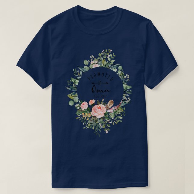 Promoted to Oma Est 2022 Women Flower First Time G T-Shirt (Design Front)