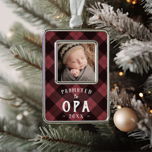 Promoted to Opa Baby Photo Grandpa Silver Plated Framed Ornament