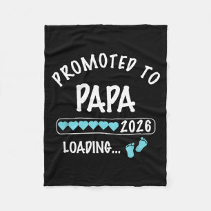 Promoted to Papa 2026 Boy Baby Gender Reveal Fleece Blanket