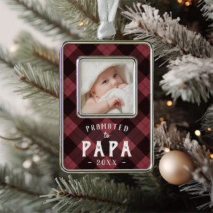 Promoted to Papa Baby Photo Grandpa Silver Plated Framed Ornament