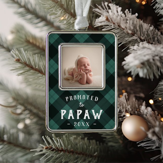 Promoted to Papaw | Baby Photo Grandpa Silver Plated Framed Ornament (Creator Uploaded)