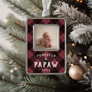 Promoted to Papaw Baby Photo Grandpa Silver Plated Framed Ornament