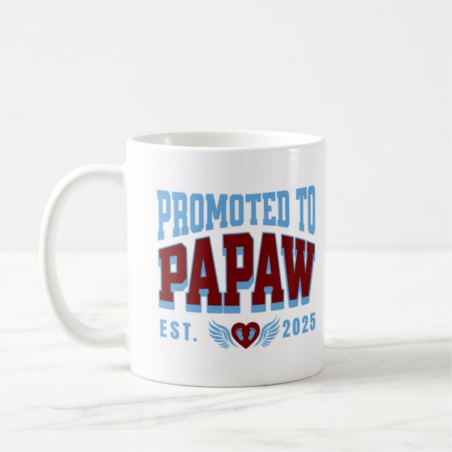 Promoted To Papaw Est. 2025 Pregnancy Announcement Coffee Mug (Left)